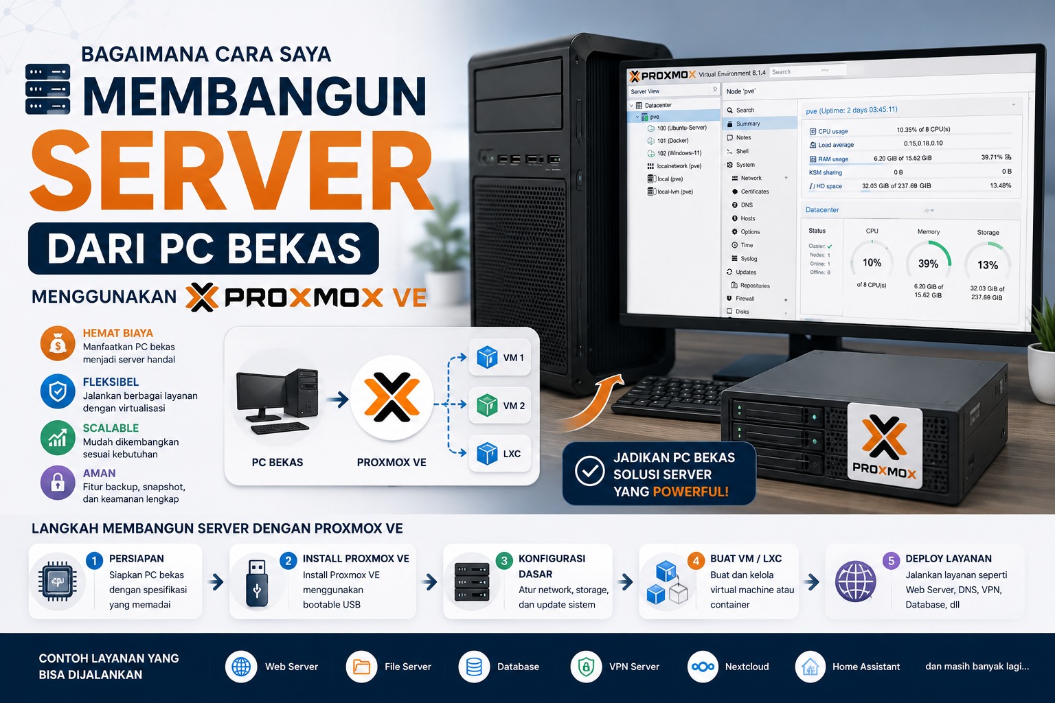 Cara Saya Membangun Server dari PC bekas Menggunakan Proxmox VE